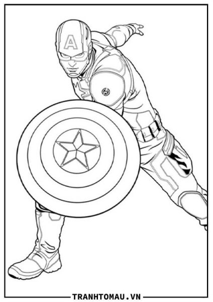 [Download] Tranh Tô Màu Captain America - Đội Trưởng Mỹ (A4)