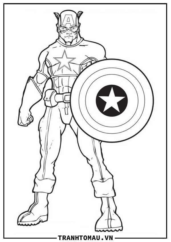 Tuyển tập mẫu tranh tô màu Captain America siêu ngầu cho bé