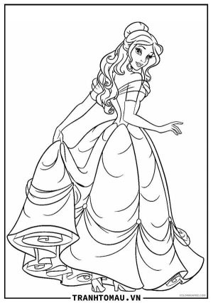 tranh công chúa belle mang đến bé xíu luyện tô màu