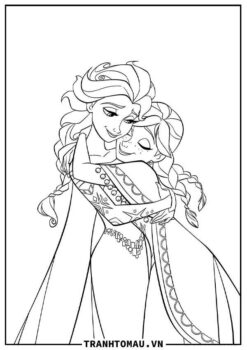 Download tranh tô màu công chúa Elsa và Anna