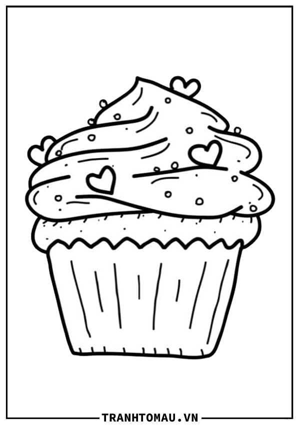 hình ảnh bánh cupcake cho bé tập tô màu