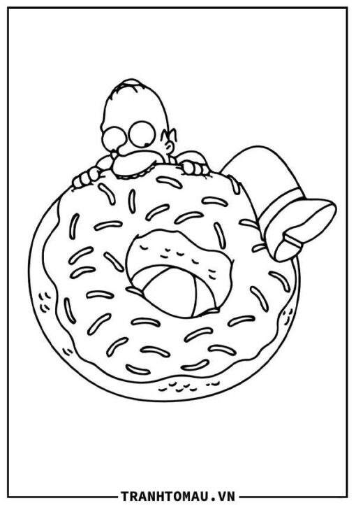 hình ảnh tranh tô màu bánh donut