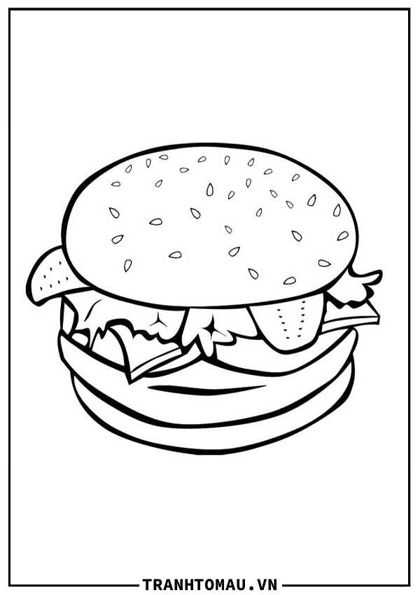 Tranh tô màu bánh hamburger