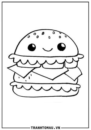 Tranh tô màu bánh hamburger