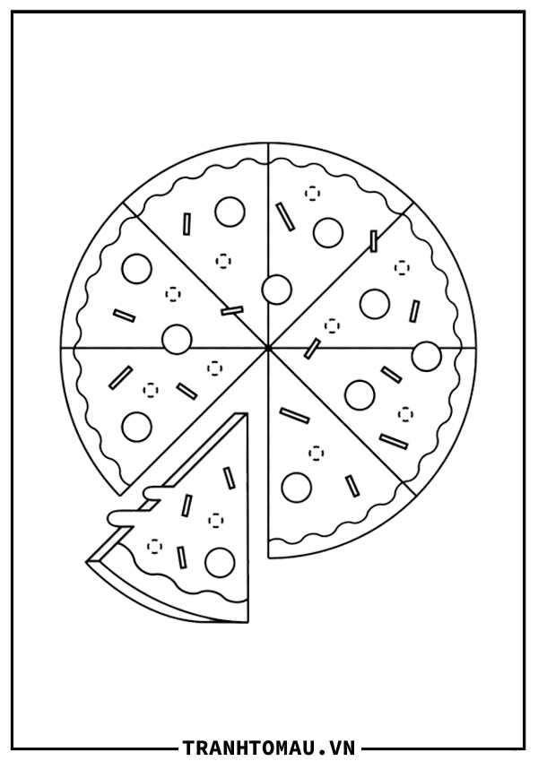 Hình tô màu bánh pizza cho bé