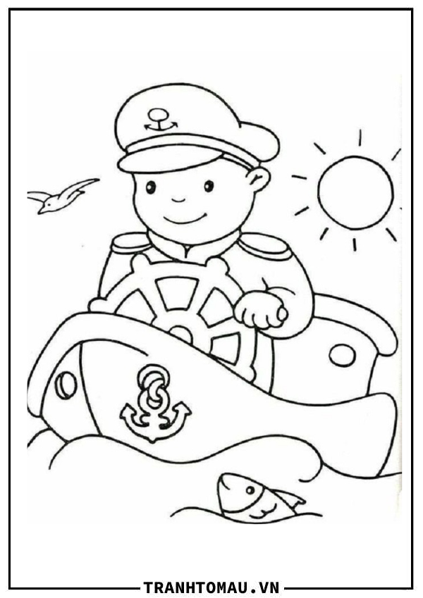 Tranh tô màu chú bộ đội hải quân