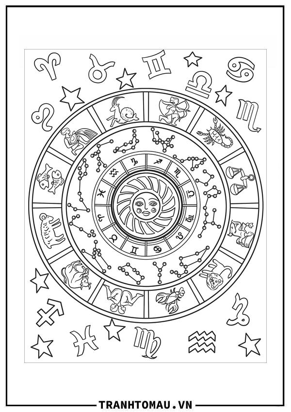 Tranh Tô Màu 12 Cung Hoàng Đạo