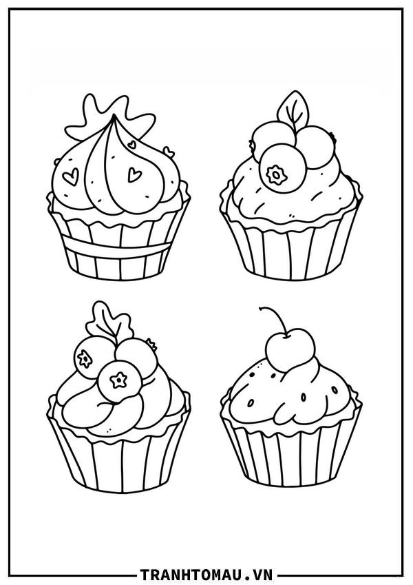 Trọn bộ sưu tập tô màu Bánh Cupcake đẹp nhất bé nào cũng "mê tít"