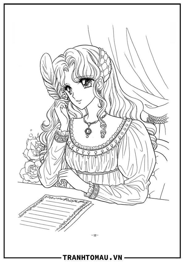 Lưu ngay các mẫu tranh tô màu Công Chúa Anime dành cho trẻ em