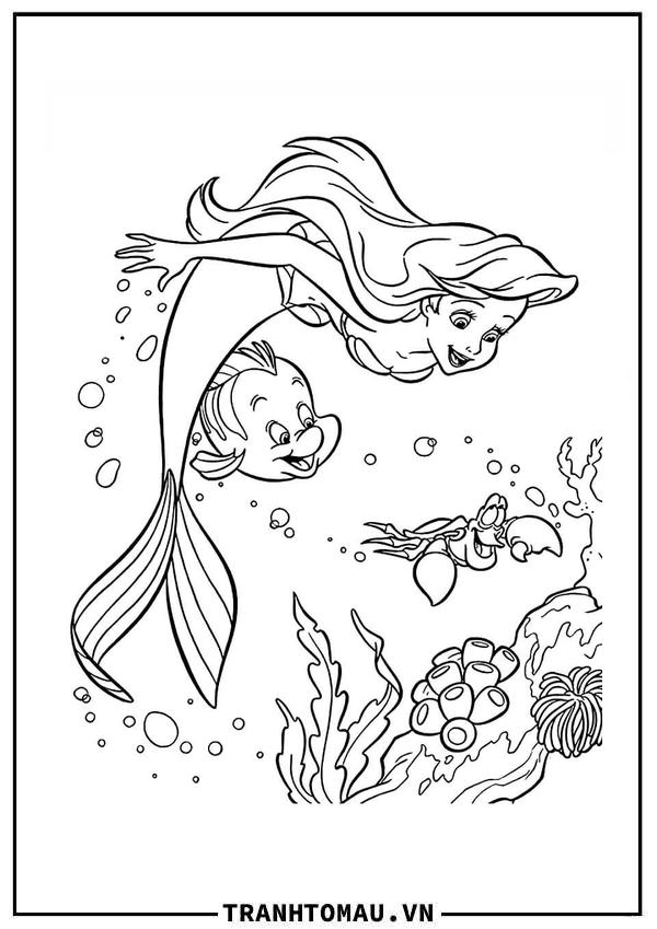 Bộ tranh tô màu Nàng Tiên Cá cực "bánh cuốn" cho bé tại nhà