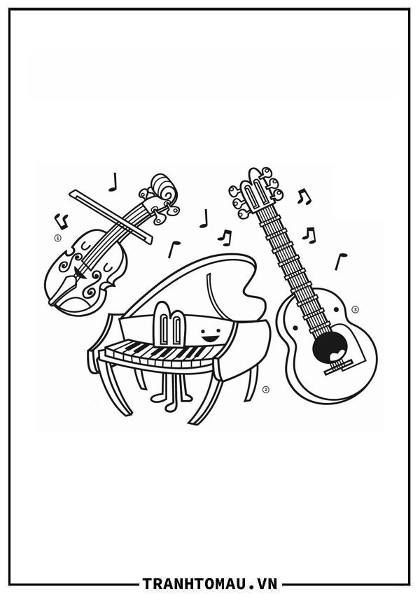 Lưu ngay các mẫu tranh tô màu Nhạc Cụ cho bé