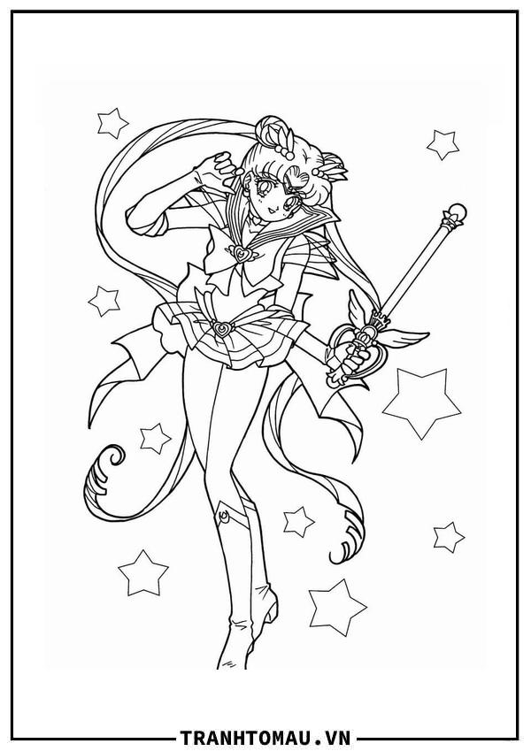Khám phá những mẫu tranh tô màu Thủy Thủ Mặt Trăng đẹp nhất cho bé