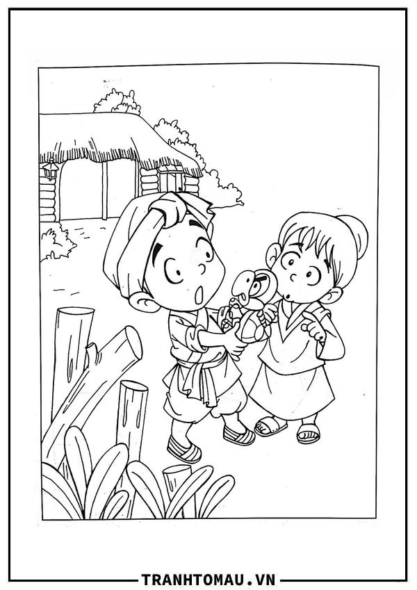 Tranh Tô Màu Truyện Cổ Tích Chàng Rùa