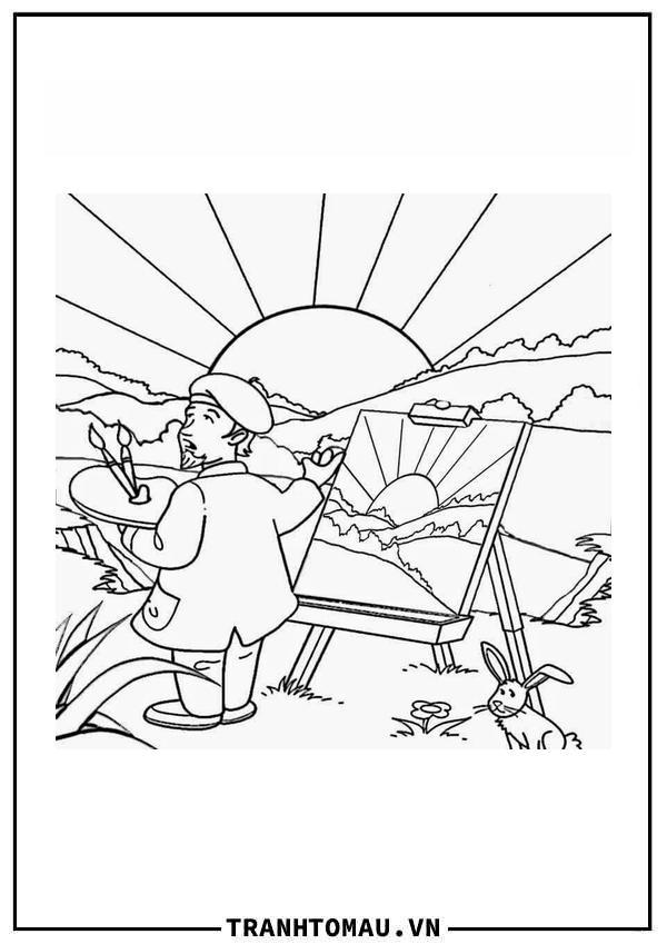 Tuyển tập 43+ Tranh Tô Màu Họa Sĩ xinh nhất