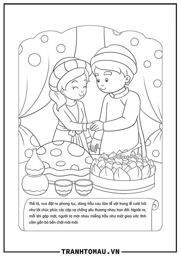 Tranh Tô Màu Sự Tích Trầu Cau