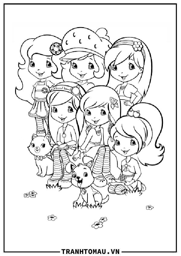 Sưu tầm tranh tô màu Cô Bé Bánh Dâu đẹp nhất cho bé mầm non